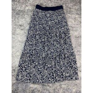 Lavish Women's Size Medium Maxi Skirt Navy/White Floral Tropical Flowy Paisley‎